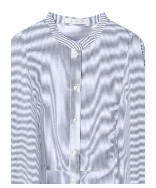 AMERICAN HOLIC（アメリカンホリック）の「スタンドカラーシアーシャツワンピース（ワンピース/ドレス・アイボリー/オフホワイト/ラベンダー/ストライプ・F）」の3枚目の写真