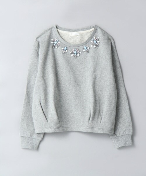 JEANASIS（ジーナシス）の「フロントビジューウラケPO（トップス・レディース・オフホワイト/ブラック/グレー・FREE）」の3枚目の写真