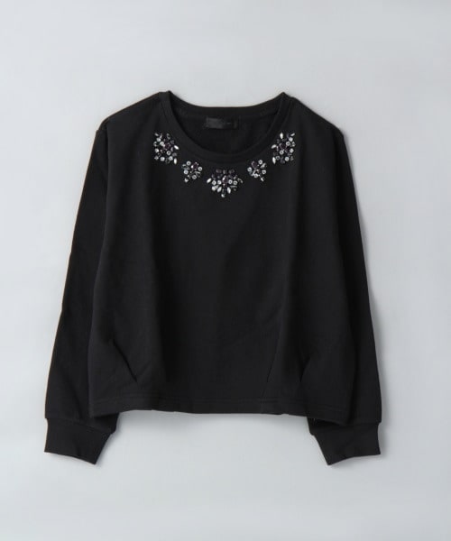 JEANASIS（ジーナシス）の「フロントビジューウラケPO（トップス・レディース・オフホワイト/ブラック/グレー・FREE）」の2枚目の写真