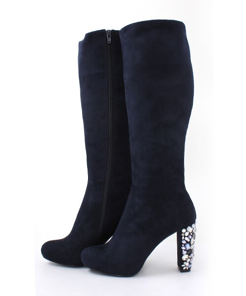 RANDA（ランダ）の「ビジューヒールロングブーツ/DB3751（ロングブーツ・レディース・ネイビー/ブラック・S/M/L/LL）」の7枚目の写真