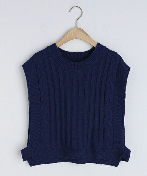 DHOLIC(ディーホリック)の「クロップドニットベスト(ベスト・レディース・ホワイト/ピンク/ベージュ/ブルー/ブラック・ONESIZE)」の4枚目の写真