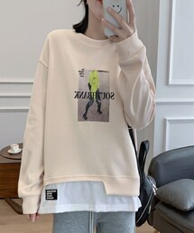 -- | レイヤード プリントスウェット トレーナー(スウェット)