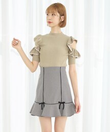 TITTY&CO.（ティティーアンドコー）の「ヘムフレアパイピングミニスカート（スカート）」