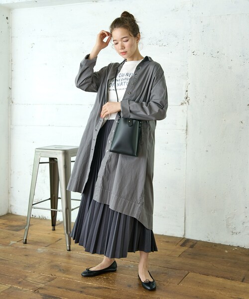 PUAL CE CIN（ピュアルセシン）の「ピマコットンワンピコート（その他アウター・レディース・ベージュ/グレー・FREE）」の2枚目の写真