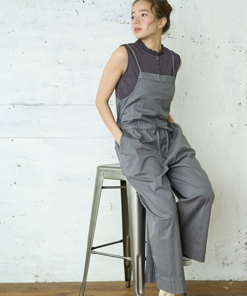 PUAL CE CIN（ピュアルセシン）の「ピマコットンサロペット（サロペット/オーバーオール・レディース・ベージュ/グレー・FREE）」の2枚目の写真