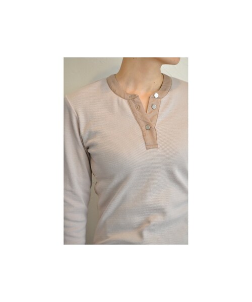 RehersalL(リハーズオール)の「ミリタリーワッフルヘンリーネック(Tシャツ/カットソー・レディース・ピンク/ブルー/ホワイト/ブラック/オレンジ/ブラウン・one)」の1枚目の写真