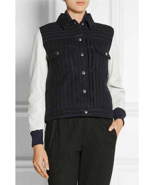 Sacai（サカイ）の「Sacai Luck leather-sleeved wool-blend bomber 