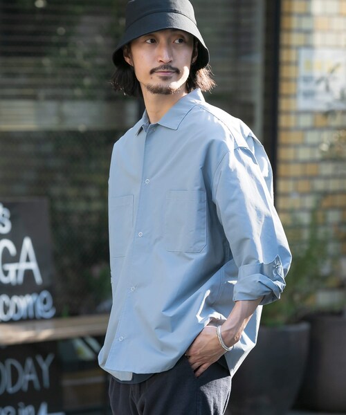 URBAN RESEARCH Sonny Label（アーバンリサーチサニーレーベル）の「グログランナイロンオーバーシャツ（その他・メンズ・ブラック/ライトブルー/ホワイト・M/L）」の3枚目の写真