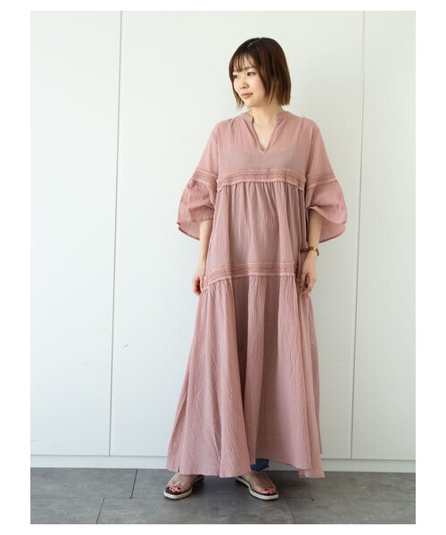 Green　Parks（グリーンパークス）の「・furry rate ヨウリュウ&レースワンピ（ワンピース/ドレス・オフホワイト/ブラック/ピンク/モカ・F）」の14枚目の写真