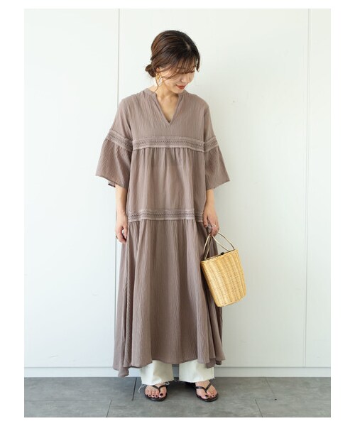 Green　Parks（グリーンパークス）の「・furry rate ヨウリュウ&レースワンピ（ワンピース/ドレス・オフホワイト/ブラック/ピンク/モカ・F）」の19枚目の写真