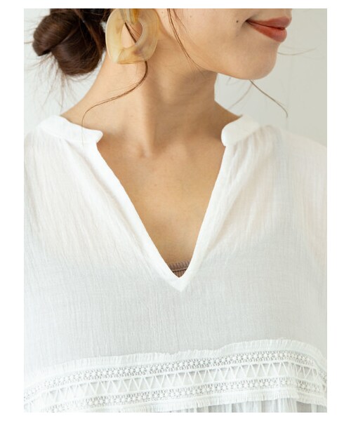 Green　Parks（グリーンパークス）の「・furry rate ヨウリュウ&レースワンピ（ワンピース/ドレス・オフホワイト/ブラック/ピンク/モカ・F）」の10枚目の写真