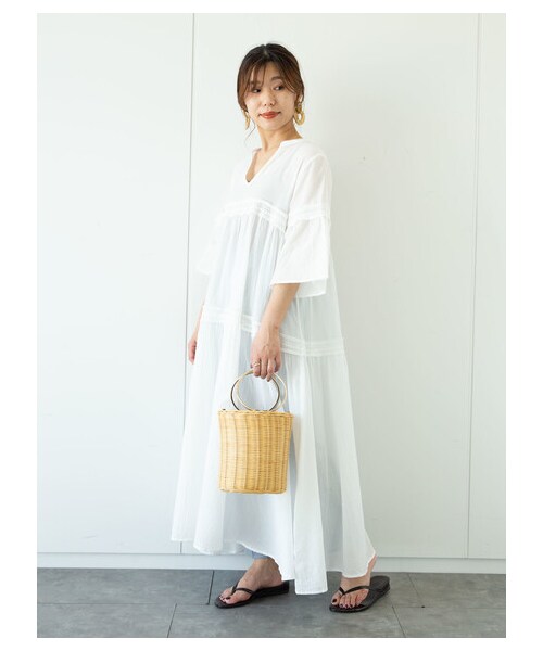 Green　Parks（グリーンパークス）の「・furry rate ヨウリュウ&レースワンピ（ワンピース/ドレス・オフホワイト/ブラック/ピンク/モカ・F）」の7枚目の写真