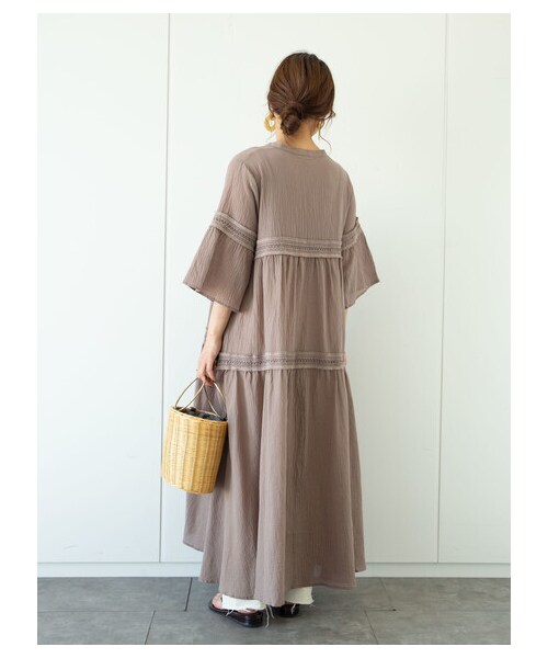 Green　Parks（グリーンパークス）の「・furry rate ヨウリュウ&レースワンピ（ワンピース/ドレス・オフホワイト/ブラック/ピンク/モカ・F）」の6枚目の写真