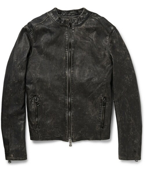 Lot78（ロット78）の「Lot78 Cracked Leather Biker Jacket 