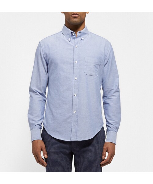 Band of Outsiders（バンドオブアウトサイダーズ）の「Band of Outsiders Slim-Fit Cotton-Oxford Shirt（シャツ/ブラウス・メンズ・White/BLUE・3/2/1/4/5）」の6枚目の写真