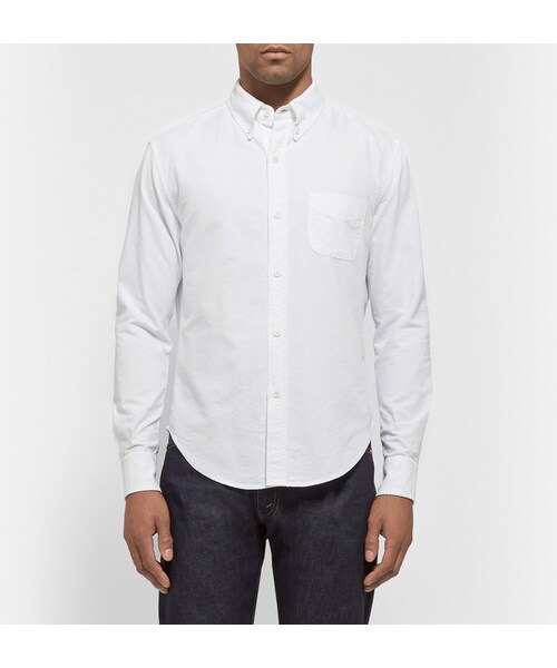 Band of Outsiders（バンドオブアウトサイダーズ）の「Band of Outsiders Slim-Fit Cotton-Oxford Shirt（シャツ/ブラウス・メンズ・White/BLUE・3/2/1/4/5）」の14枚目の写真