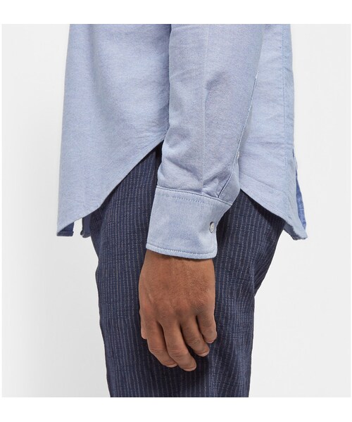 Band of Outsiders（バンドオブアウトサイダーズ）の「Band of Outsiders Slim-Fit Cotton-Oxford Shirt（シャツ/ブラウス・メンズ・White/BLUE・3/2/1/4/5）」の9枚目の写真