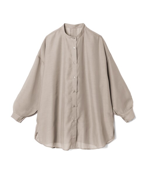 GRL（グレイル）の「バックオープンバンドカラーシアーシャツ（シャツ/ブラウス・レディース・オフホワイト/グレージュ/グリーン・F）」の2枚目の写真