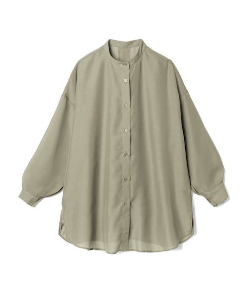 GRL（グレイル）の「バックオープンバンドカラーシアーシャツ（シャツ/ブラウス・レディース・オフホワイト/グレージュ/グリーン・F）」の3枚目の写真