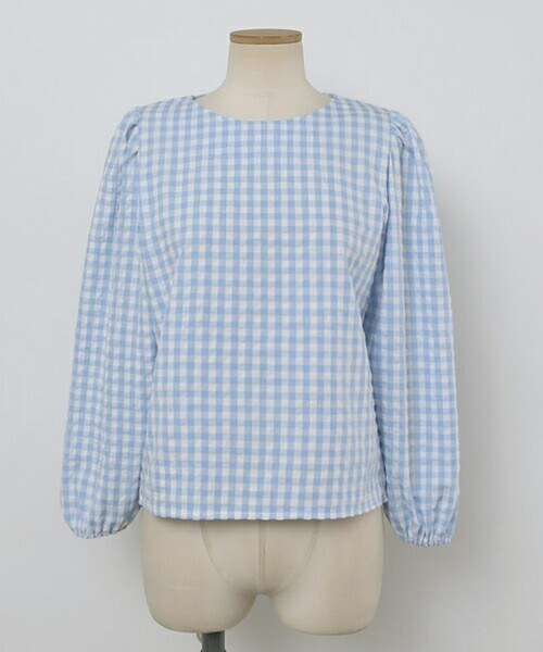 DHOLIC（ディーホリック）の「[ontheriver] ギンガムチェックラウンドブラウス・p223520（シャツ/ブラウス・レディース・ベージュ/グリーン/ブラック/ブルー・ONESIZE）」の4枚目の写真