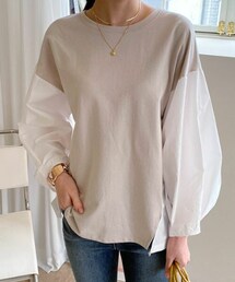 DHOLIC | 配色パフスリーブTシャツ(Tシャツ/カットソー)