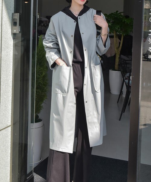 DHOLIC STYLE（ディーホリックスタイル）の「[everynana] ストライプ配色ラウンドネックジャンパー（その他アウター・レディース・ベージュ/ピンク/ブラック/ブルー・FREE）」の3枚目の写真