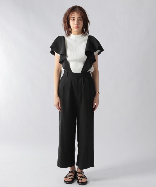 Ezick（エジック）の「フリルサスペンダーワイドパンツ（パンツ・ライトグレー/ブラック）」の17枚目の写真