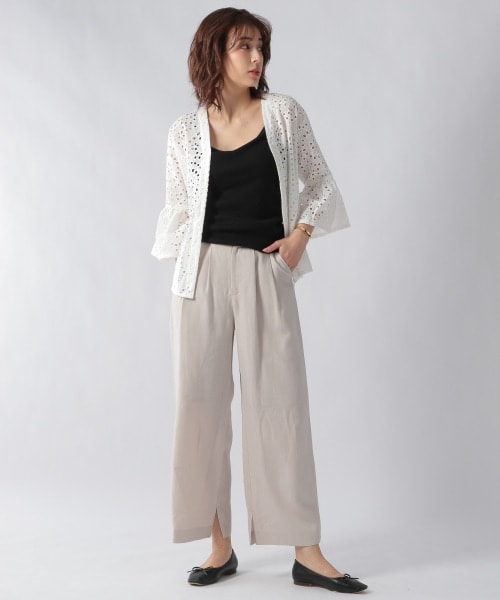 Ezick（エジック）の「フリルサスペンダーワイドパンツ（パンツ・ライトグレー/ブラック）」の7枚目の写真