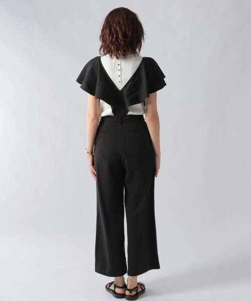 Ezick（エジック）の「フリルサスペンダーワイドパンツ（パンツ・ライトグレー/ブラック）」の19枚目の写真