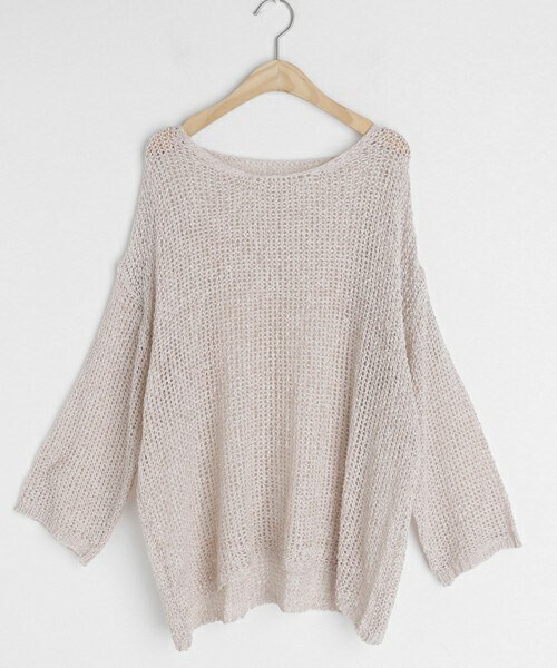 DHOLIC（ディーホリック）の「シアールーズニット（Tシャツ/カットソー・レディース・ホワイト/ベージュ/グリーン/ブルー/グレー/ブラック/ブラウン・ONE SIZE）」の5枚目の写真