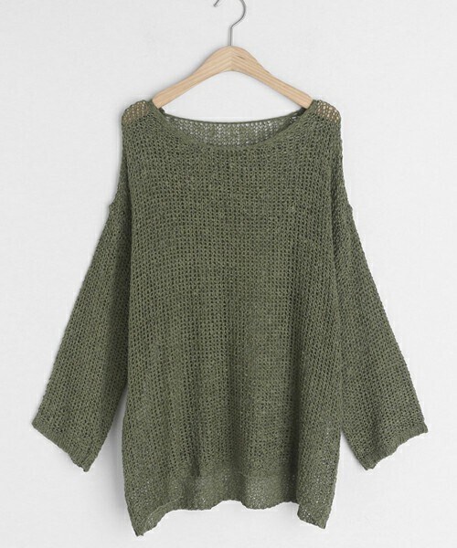 DHOLIC（ディーホリック）の「シアールーズニット（Tシャツ/カットソー・レディース・ホワイト/ベージュ/グリーン/ブルー/グレー/ブラック/ブラウン・ONE SIZE）」の6枚目の写真