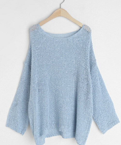 DHOLIC（ディーホリック）の「シアールーズニット（Tシャツ/カットソー・レディース・ホワイト/ベージュ/グリーン/ブルー/グレー/ブラック/ブラウン・ONE SIZE）」の7枚目の写真