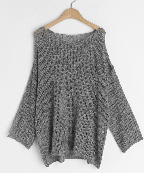 DHOLIC（ディーホリック）の「シアールーズニット（Tシャツ/カットソー・レディース・ホワイト/ベージュ/グリーン/ブルー/グレー/ブラック/ブラウン・ONE SIZE）」の3枚目の写真