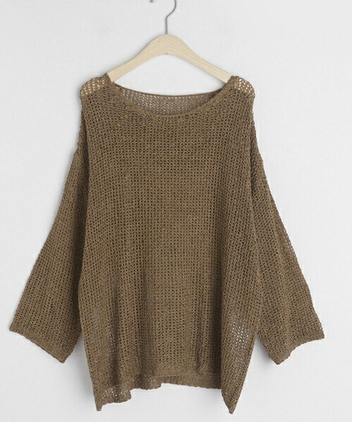 DHOLIC（ディーホリック）の「シアールーズニット（Tシャツ/カットソー・レディース・ホワイト/ベージュ/グリーン/ブルー/グレー/ブラック/ブラウン・ONE SIZE）」の4枚目の写真