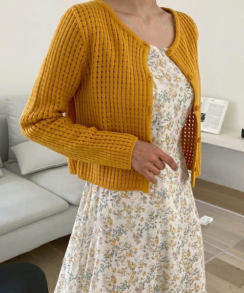 DHOLIC（ディーホリック）の「パンチングカーディガン（カーディガン/ボレロ・レディース・ベージュ/グリーン/ブラック/イエロー・ONESIZE）」の4枚目の写真