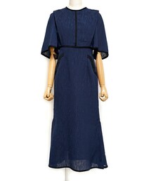 Mame Kurogouchi（マメ クロゴウチ）  チューリップモチーフジャガードドレス（ネイビー/サイズ1）