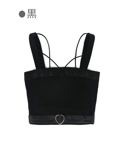 Bobon21（ボボンニジュウイチ）の「クロスラインキャミソール見せインナー-全２色-（キャミソール・レディース・ホワイト/ブラック・S/M/L）」の2枚目の写真