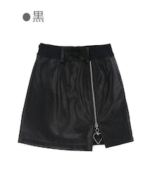 Bobon21 | ハートZIPフェイクレザースカパン-全3色-(スカート)