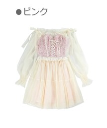 Bobon21 | コルセットONレイヤード風バレリーナドレス-全２色-(ワンピース)