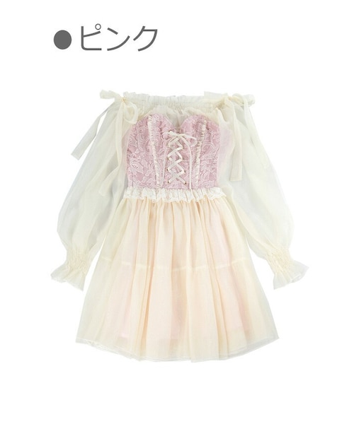 Bobon21（ボボンニジュウイチ）の「コルセットONレイヤード風バレリーナドレス-全２色-（ワンピース・レディース・ホワイト/ピンク・S/M/L）」の2枚目の写真