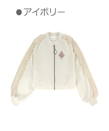 Bobon21 | 甘辛MIXレース袖つやスタジャン-全3色-(スタジャン)