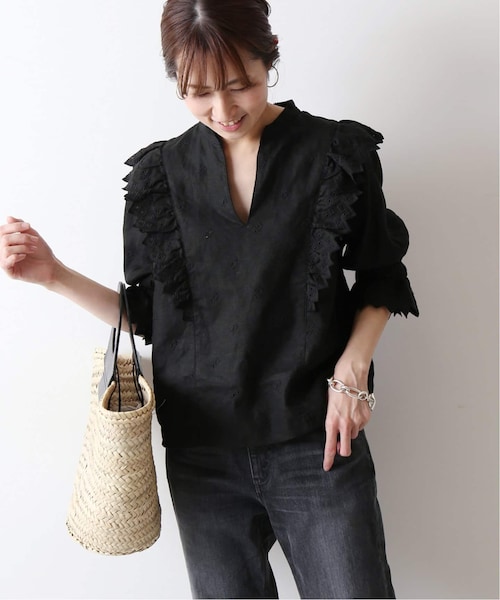 FRAMeWORK（フレームワーク）の「≪予約≫リネン刺繍ブラウス◆（その他・ブラック/フリー）」の5枚目の写真