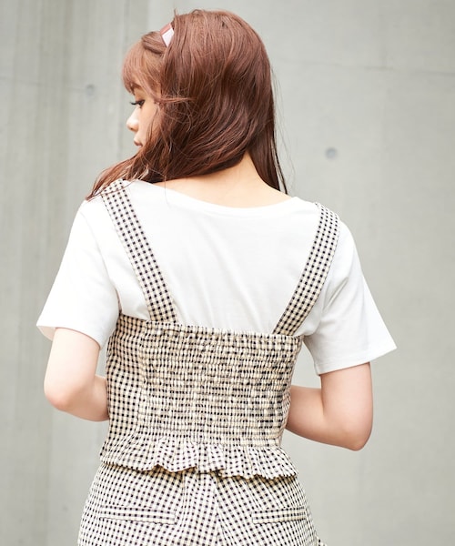 OLIVE des OLIVE（オリーブデオリーブ）の「ズキュン！セットアップビスチェ（シャツ/ブラウス・レディース・レッド/ブラック/インディゴブルー/アイボリー・FREE）」の3枚目の写真