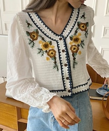 Dior 花柄刺繍ニットセーター 美しいスズラン花の刺繍♪】DIOR Lily of the Valley セーター (Dior