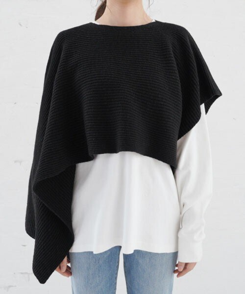 DHOLIC（ディーホリック）の「アシメニットケープ（その他トップス・レディース・ベージュ/ブラック/ブラウン・ONESIZE）」の2枚目の写真