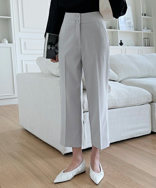 DHOLIC（ディーホリック）の「[qnigirls] セミブーツカットクロップドスラックス・p226355（デニムパンツ・レディース・グリーン/グレー・XS/S/M/L）」の2枚目の写真