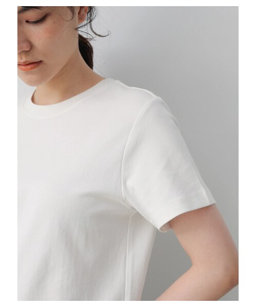 AMERICAN HOLIC（アメリカンホリック）の「【non-no 7月号掲載】★クルーネックカット半袖プルオーバー（トップス・アイボリー/オフホワイト/ブラック/ライトピンク/ベージュ/オレンジ/モカ/ライトイエロー/ミント/グリーン/ネイビー/ラベンダー/ライトグレー/チャコールグレー/ダークベージュ/キャメル/カーキ/ブルー・S/M/L）」の11枚目の写真