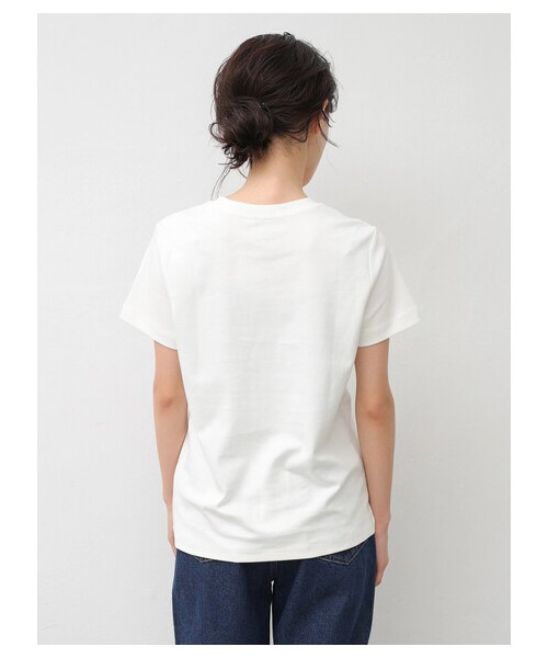 AMERICAN HOLIC（アメリカンホリック）の「【non-no 7月号掲載】★クルーネックカット半袖プルオーバー（トップス・アイボリー/オフホワイト/ブラック/ライトピンク/ベージュ/オレンジ/モカ/ライトイエロー/ミント/グリーン/ネイビー/ラベンダー/ライトグレー/チャコールグレー/ダークベージュ/キャメル/カーキ/ブルー・S/M/L）」の6枚目の写真