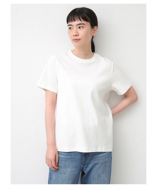 AMERICAN HOLIC（アメリカンホリック）の「【non-no 7月号掲載】★クルーネックカット半袖プルオーバー（トップス・アイボリー/オフホワイト/ブラック/ライトピンク/ベージュ/オレンジ/モカ/ライトイエロー/ミント/グリーン/ネイビー/ラベンダー/ライトグレー/チャコールグレー/ダークベージュ/キャメル/カーキ/ブルー・S/M/L）」の13枚目の写真