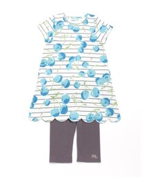 HAKKA KIDS（ハッカキッズ）の「ボーダーチェリープリント半袖ワンピースショートスパッツセット(セット商品)（ワンピース/ドレス・キッズ）」